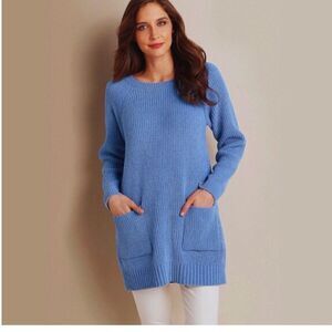 Soft Surroundings Cozy Chenille Tunic Sweater Blue Sz S Warm & Cozy